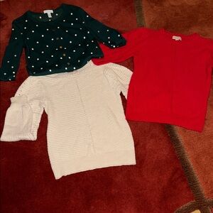 Knox Rose 2 sweaters creme & red #3 Charter Club-Button Down Green polka dots